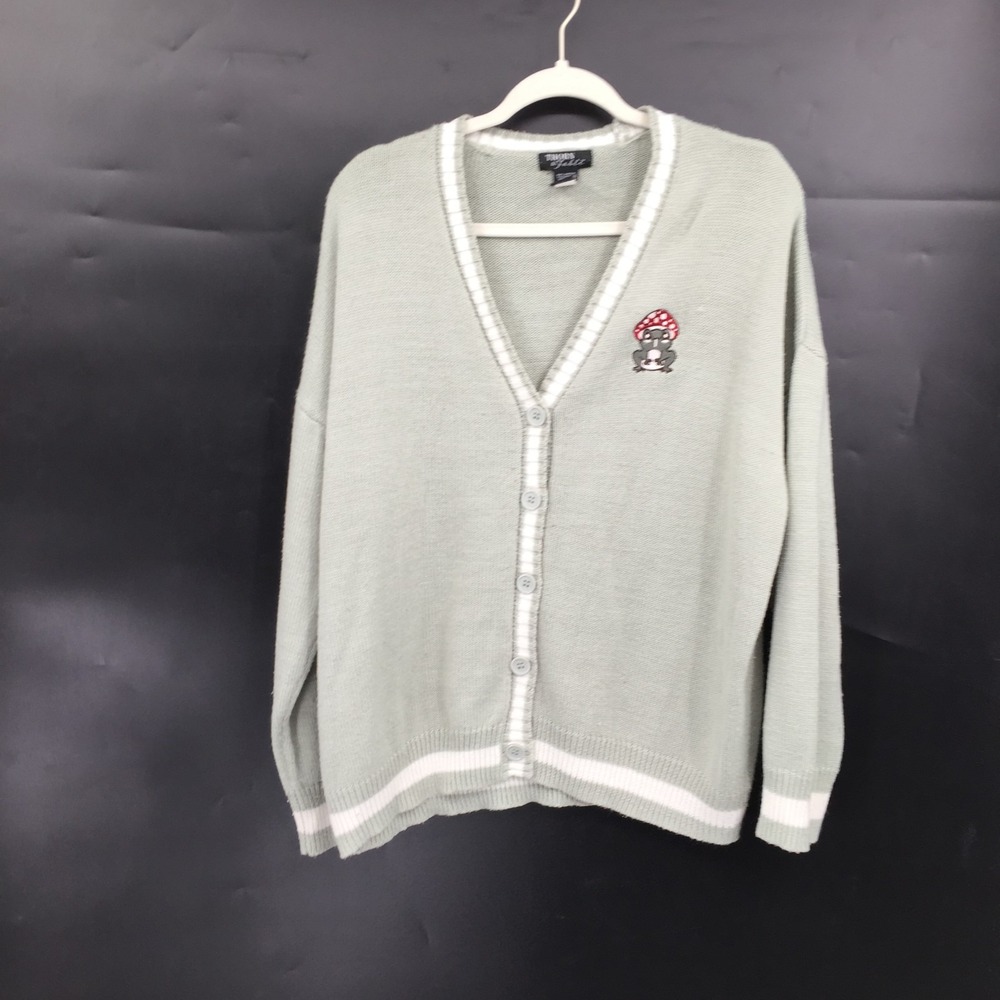 Hot Topic Thorn & fable Green cardigan mushroom frog cottagecore sweater XL